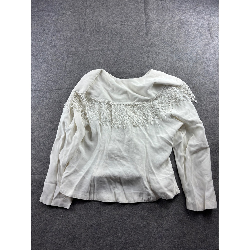 VTG Jessica Howard Crochet Lace Fringe Portrait Collar Jacket Women 14 Prep 80s - Picture 7 of 7